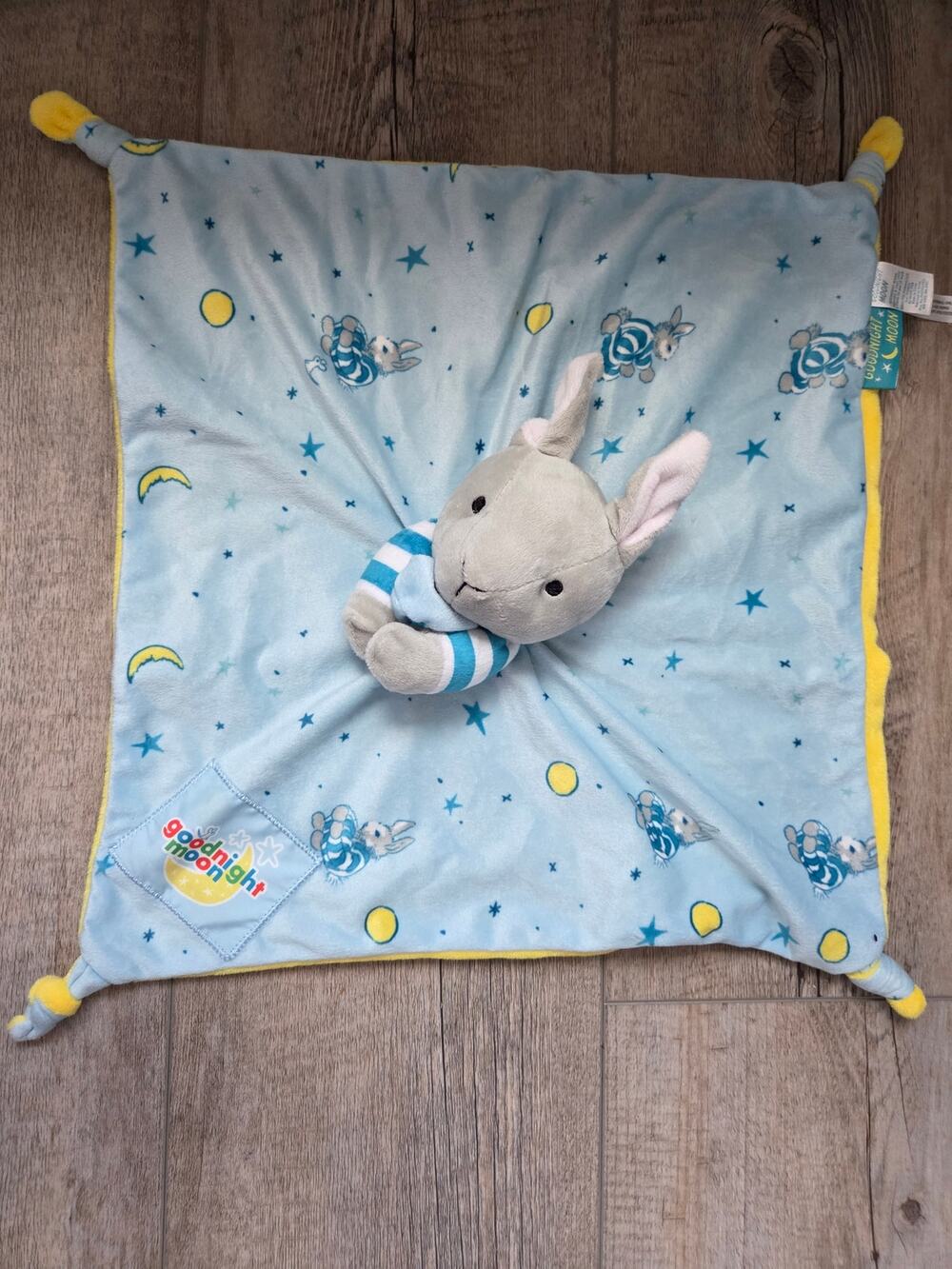 Kids Preferred Goodnight Moon Bunny Lovey Security Blanket Plush Stars Moon